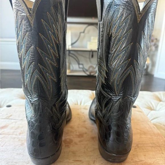 Handmade Lee Willard Bias Cut Alligator Men’s 11.5 signed & dated Aug. 82 Boots - Picture 3 of 5